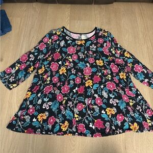 Lane Bryant Pink and Cream Swing Tee